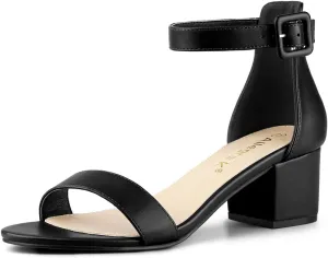 Allegra K Women's Block Low Heels Ankle Strap Sandals