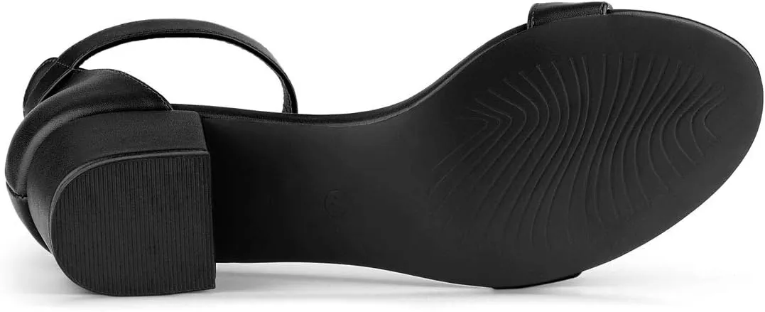 Allegra K Women's Block Low Heels Ankle Strap Sandals