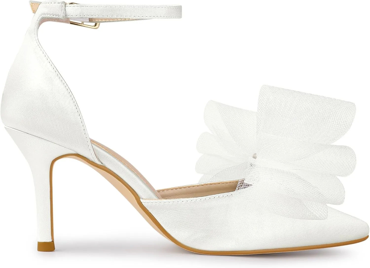 Allegra K Women's Bow Tie Ankle Strap Stiletto High Heels Pumps