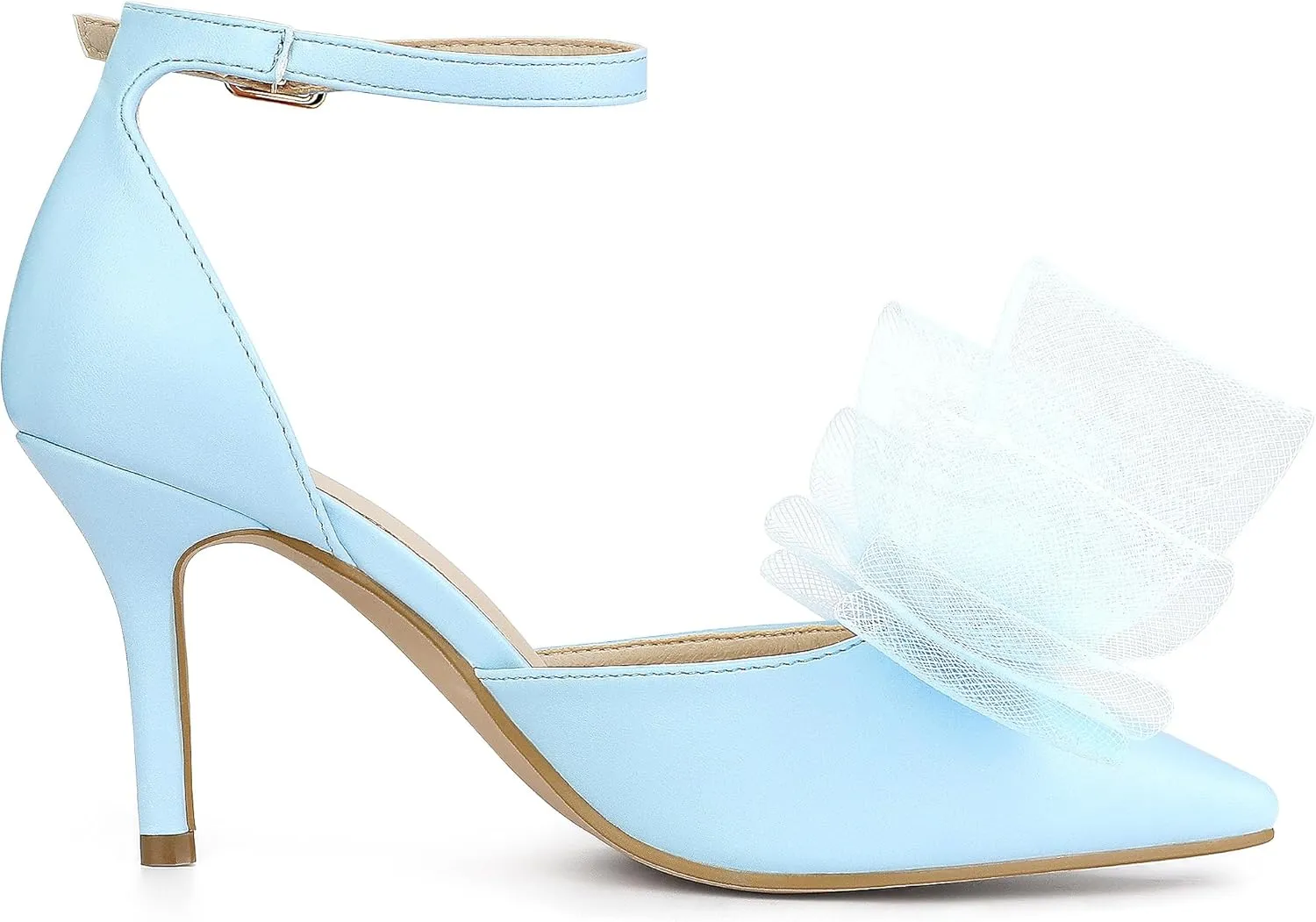 Allegra K Women's Bow Tie Ankle Strap Stiletto High Heels Pumps