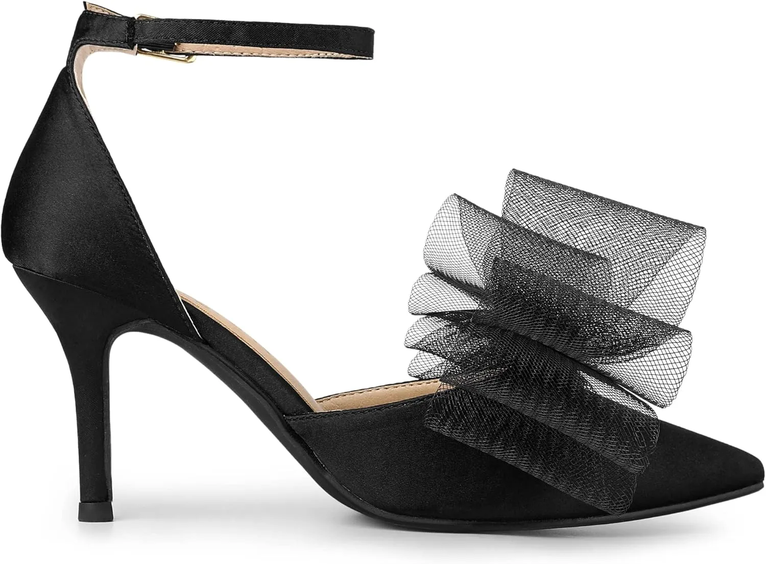 Allegra K Women's Bow Tie Ankle Strap Stiletto High Heels Pumps