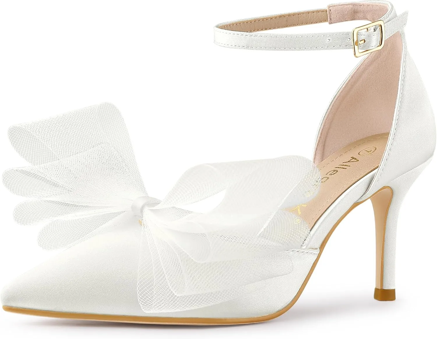 Allegra K Women's Bow Tie Ankle Strap Stiletto High Heels Pumps