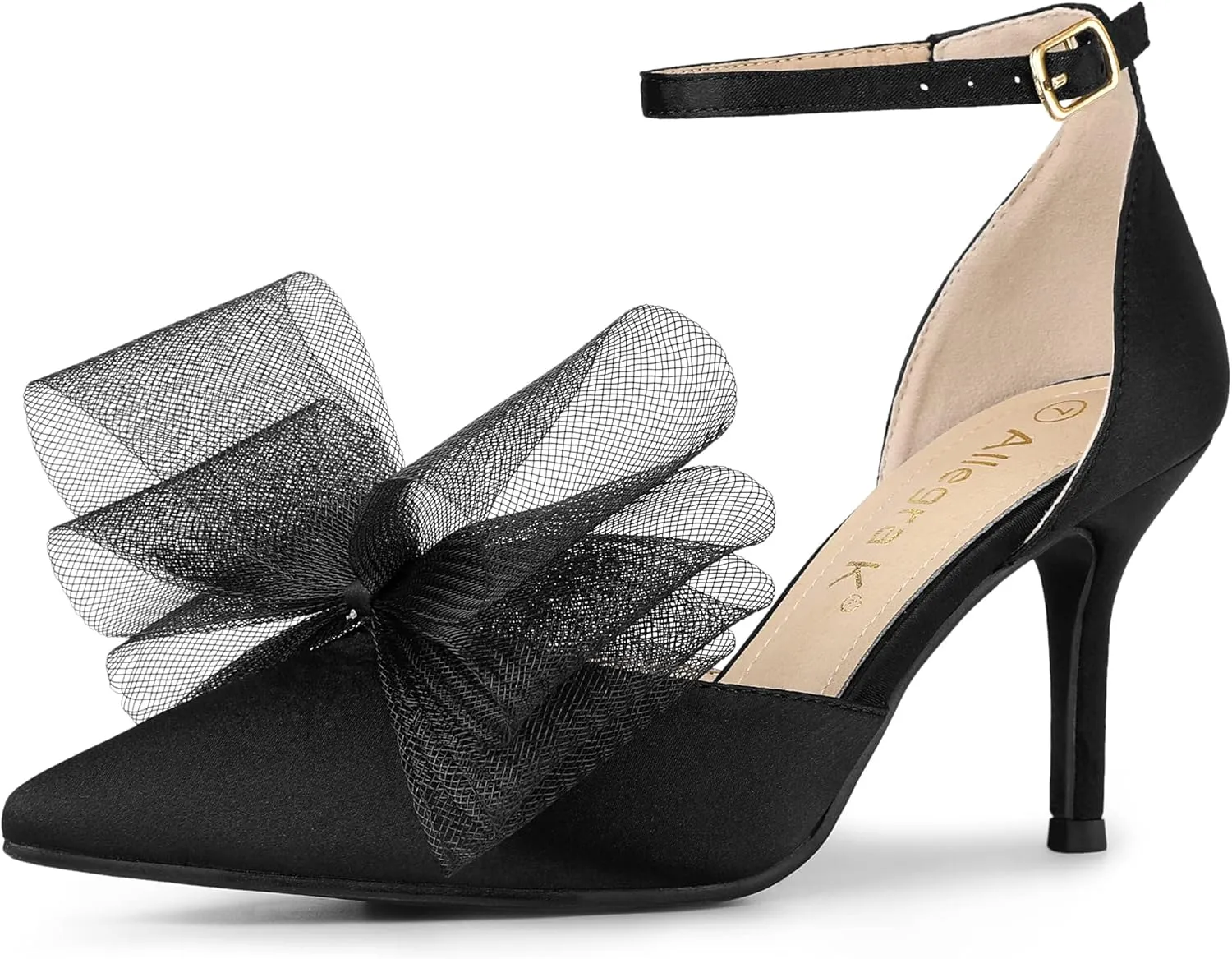 Allegra K Women's Bow Tie Ankle Strap Stiletto High Heels Pumps