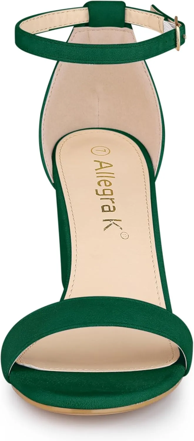 Allegra K Women's Buckle Ankle Strap High Chunky Heels Sandals