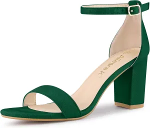Allegra K Women's Buckle Ankle Strap High Chunky Heels Sandals