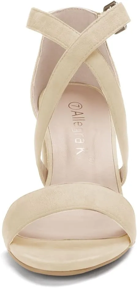 Allegra K Women's Crisscross Ankle Strap Block Heel Sandals