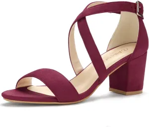 Allegra K Women's Crisscross Ankle Strap Block Heel Sandals