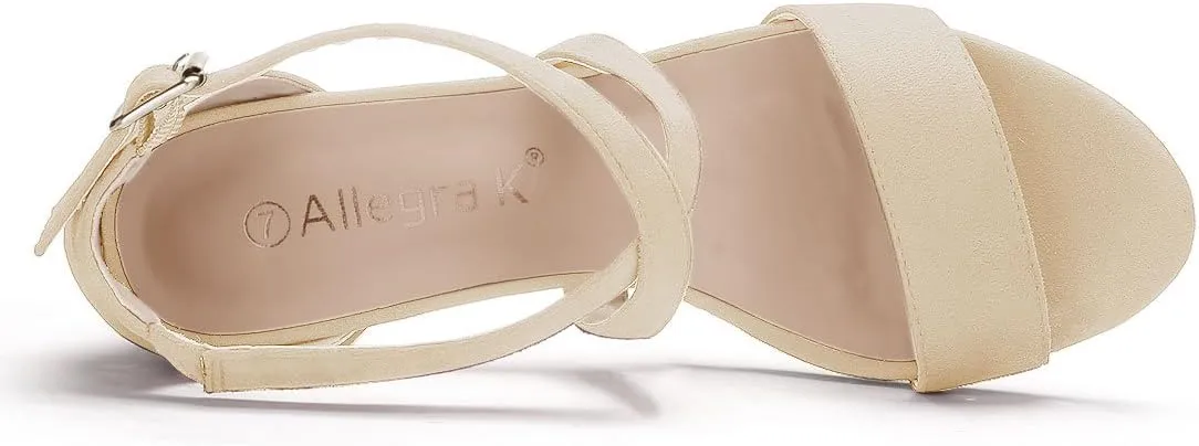 Allegra K Women's Crisscross Ankle Strap Block Heel Sandals