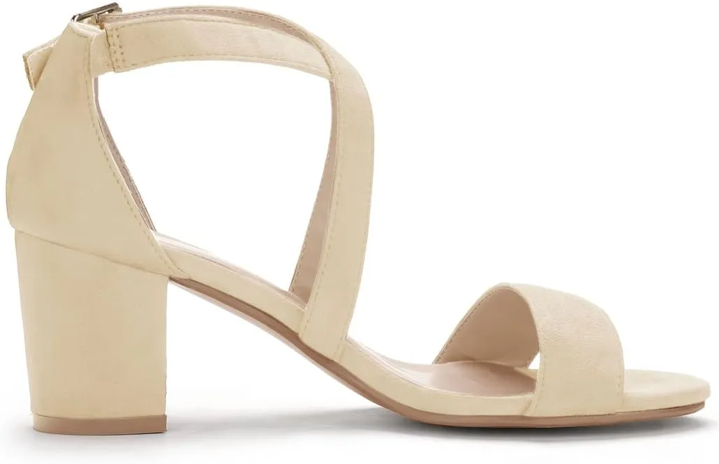 Allegra K Women's Crisscross Ankle Strap Block Heel Sandals