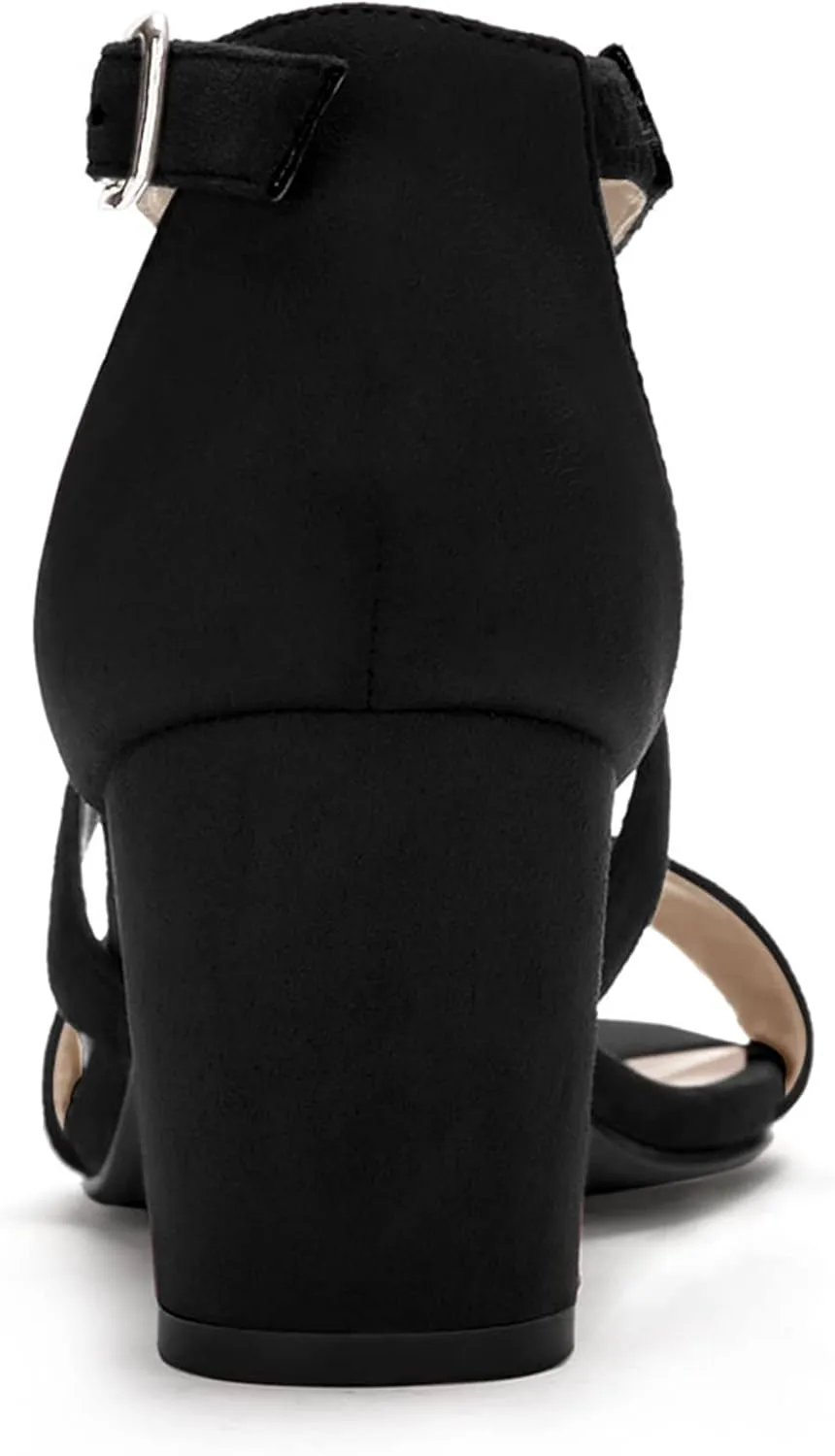 Allegra K Women's Crisscross Ankle Strap Block Heel Sandals
