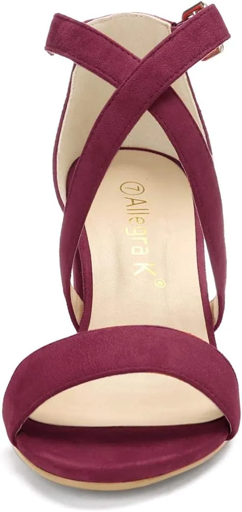 Allegra K Women's Crisscross Ankle Strap Block Heel Sandals