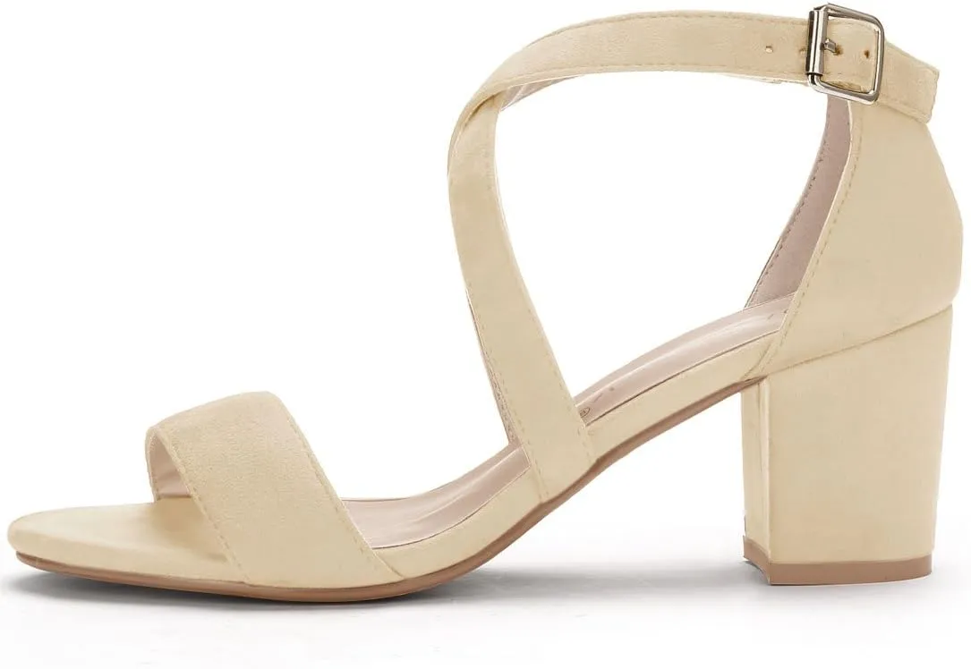 Allegra K Women's Crisscross Ankle Strap Block Heel Sandals