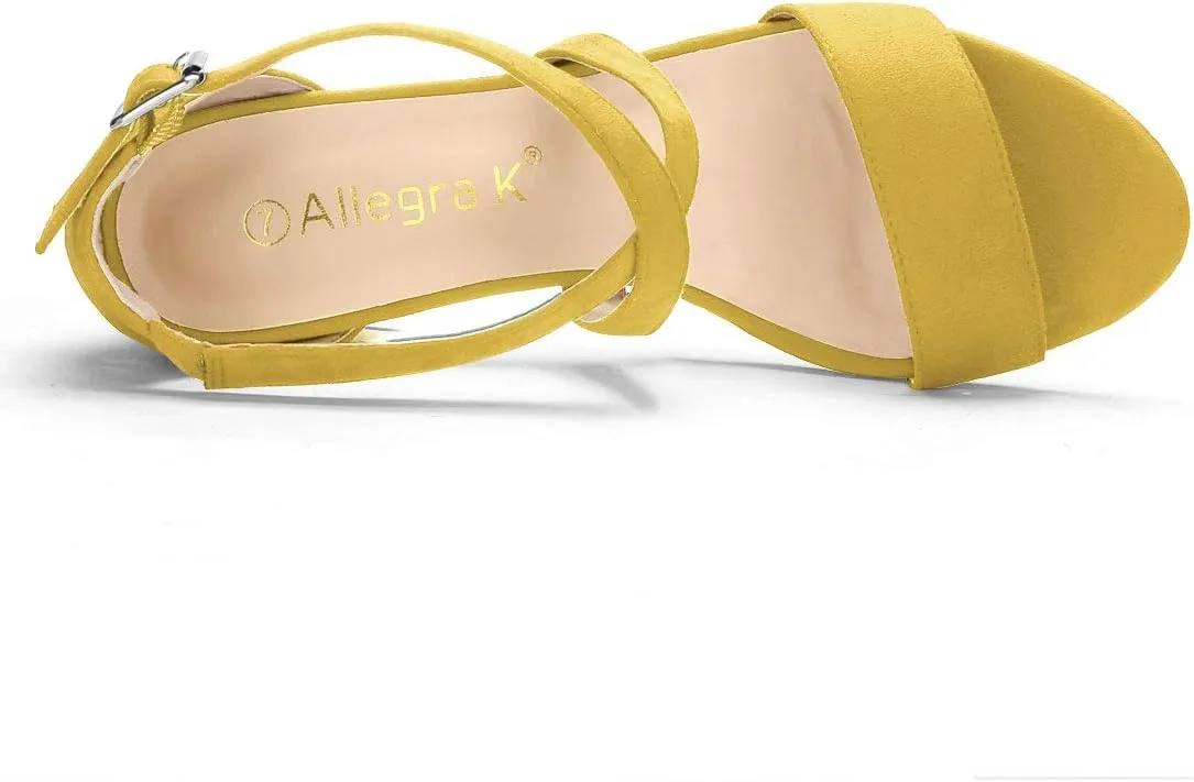 Allegra K Women's Crisscross Ankle Strap Block Heel Sandals