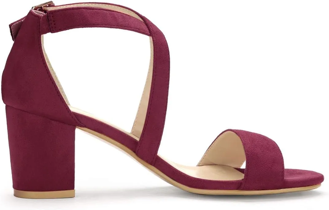 Allegra K Women's Crisscross Ankle Strap Block Heel Sandals