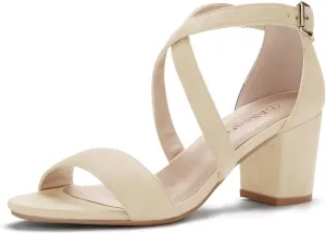 Allegra K Women's Crisscross Ankle Strap Block Heel Sandals
