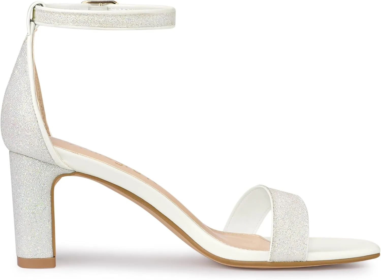 Allegra K Women's Glitter Ankle Strap Chunky Heeled Sandals