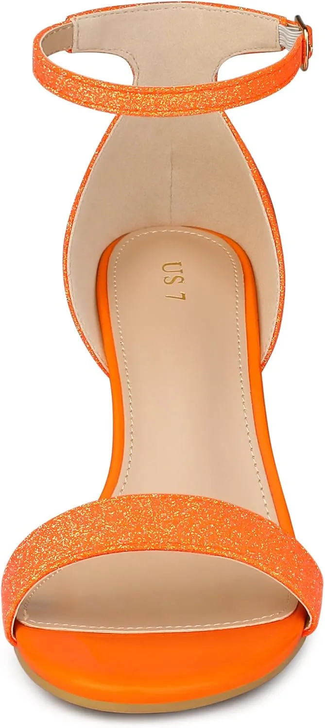Allegra K Women's Glitter Ankle Strap Stiletto Heel Sandals