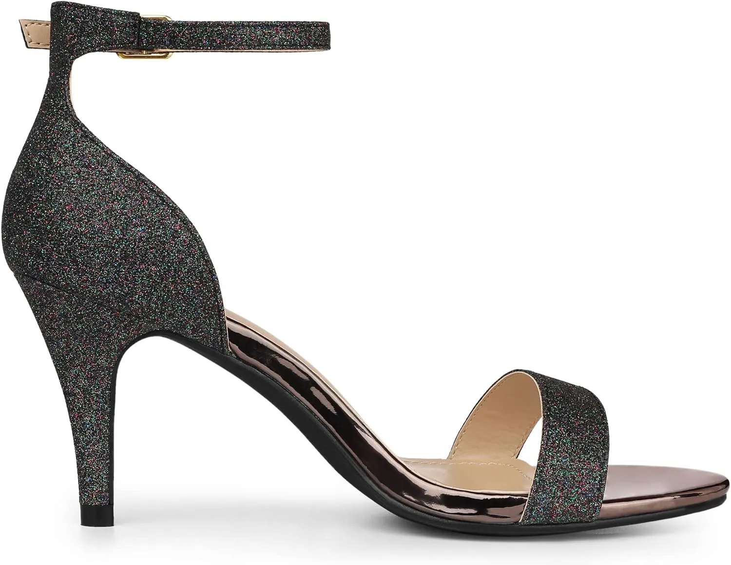 Allegra K Women's Glitter Ankle Strap Stiletto Heel Sandals