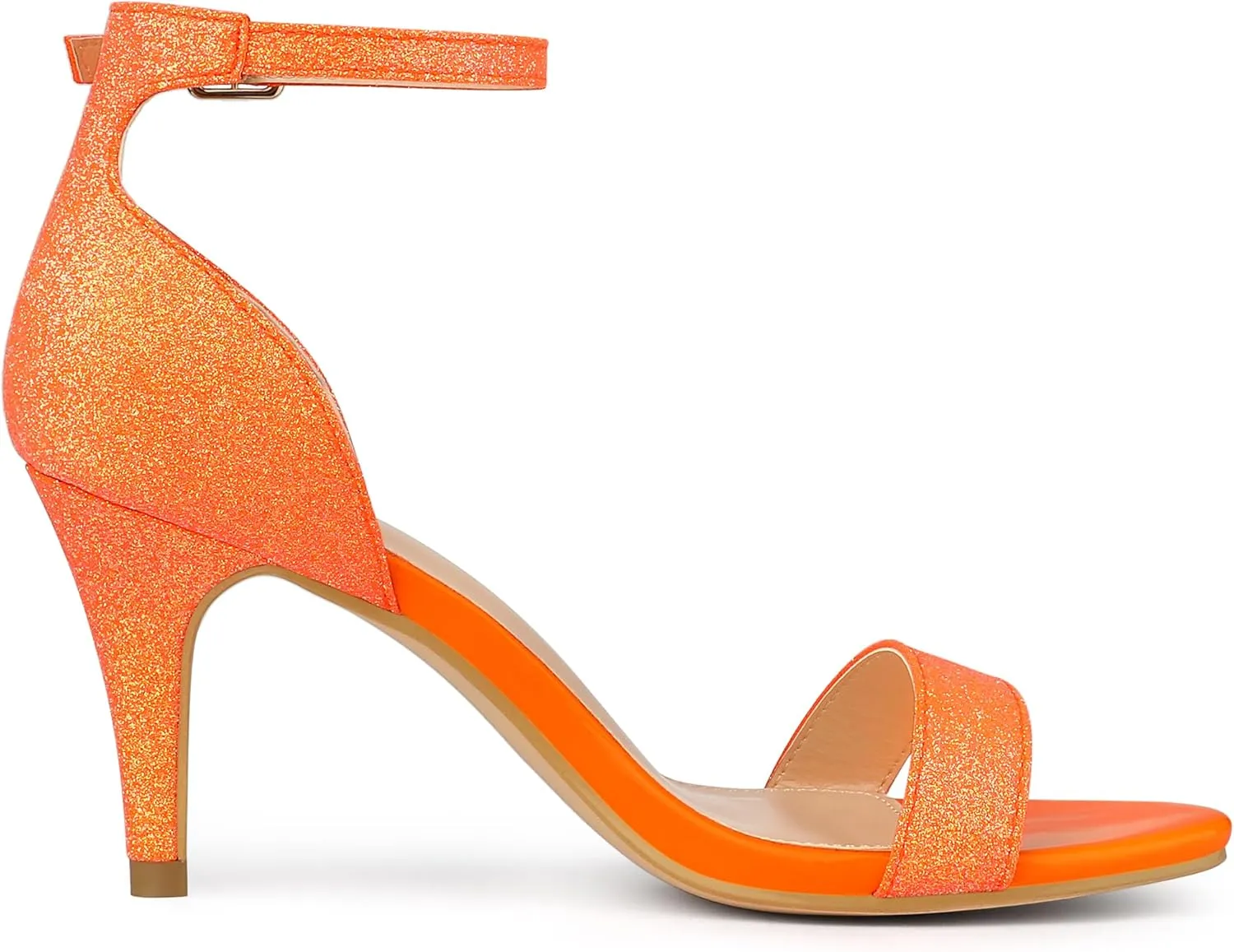 Allegra K Women's Glitter Ankle Strap Stiletto Heel Sandals