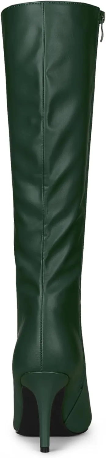 Allegra K Women's High Heels Pointed Toe Stiletto Heel Knee High Boots
