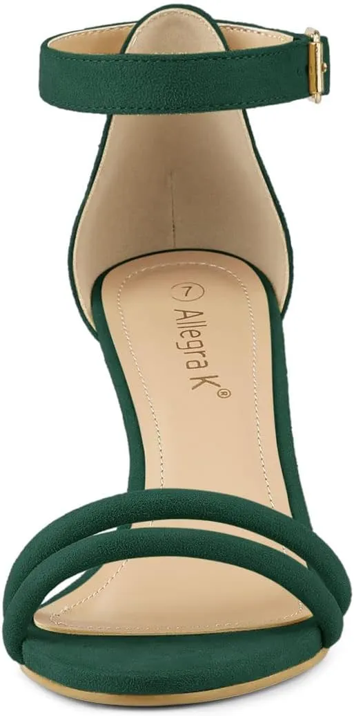 Allegra K Women's Kitten Heel Ankle Strap Sandals Shoes