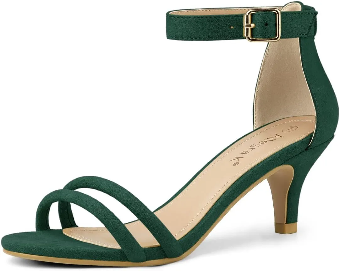 Allegra K Women's Kitten Heel Ankle Strap Sandals Shoes