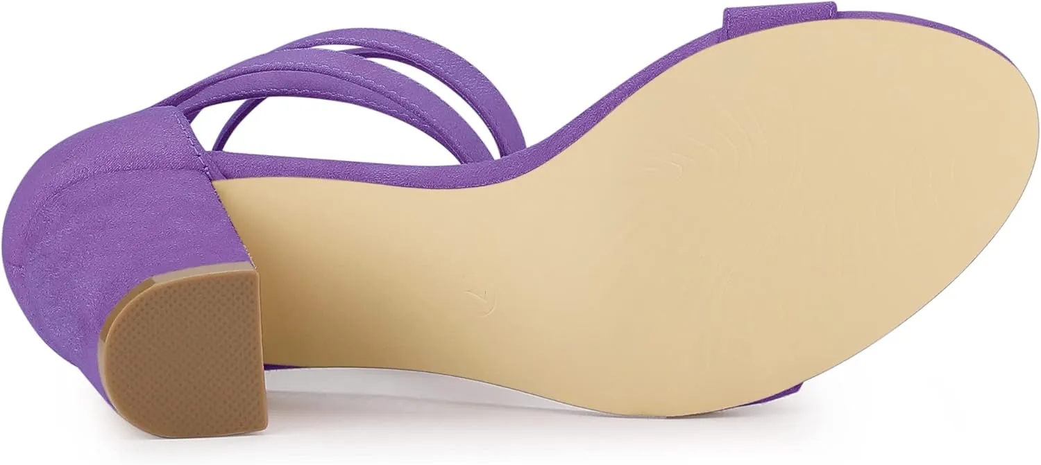 Allegra K Women's Lace Up and Ankle Strap Chunky Heel Sandals