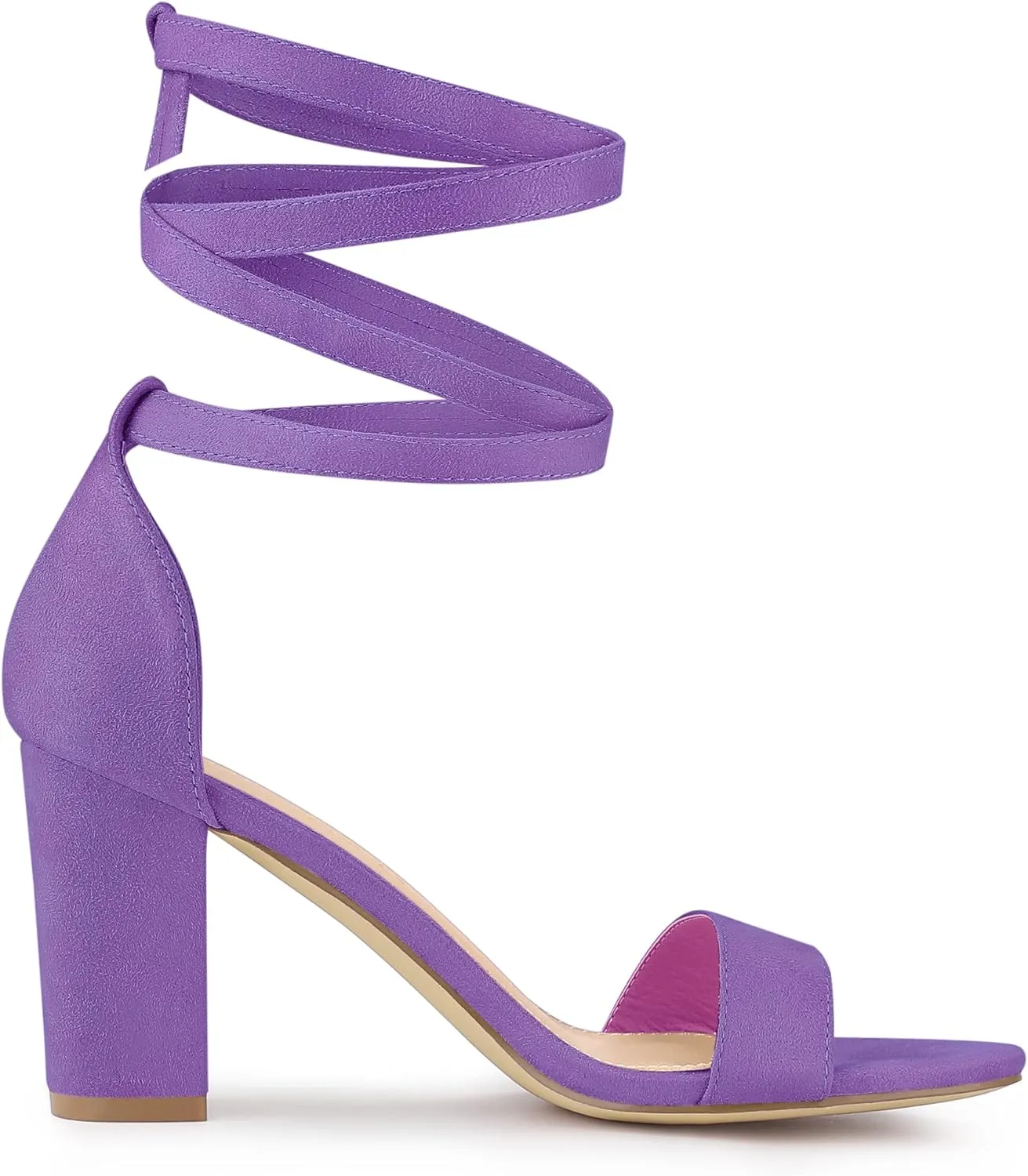 Allegra K Women's Lace Up and Ankle Strap Chunky Heel Sandals