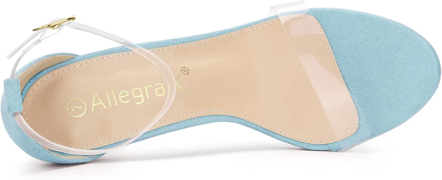 Allegra K Women's Open Toe Clear Ankle Strap Stiletto Heel Sandals