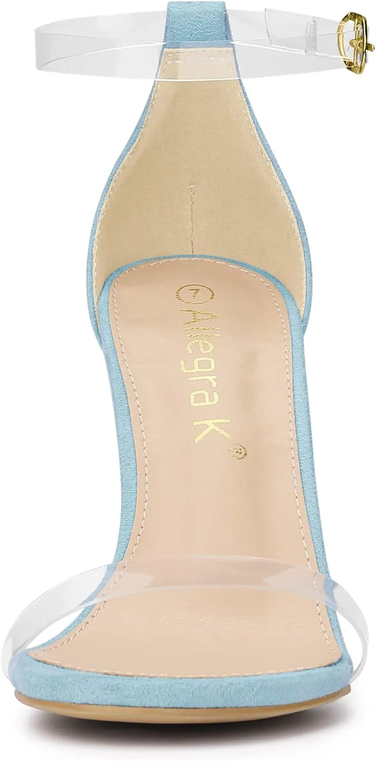 Allegra K Women's Open Toe Clear Ankle Strap Stiletto Heel Sandals