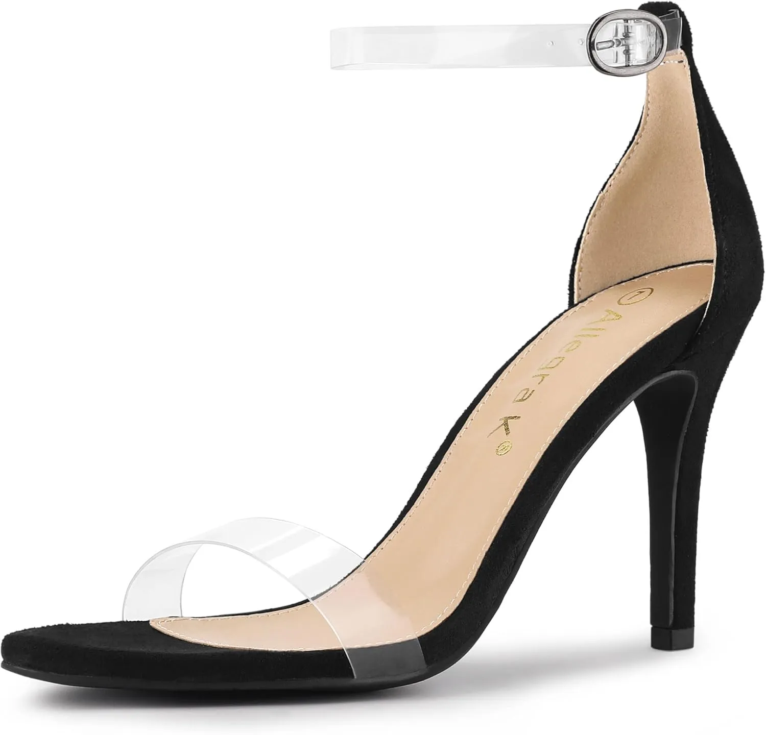 Allegra K Women's Open Toe Clear Ankle Strap Stiletto Heel Sandals