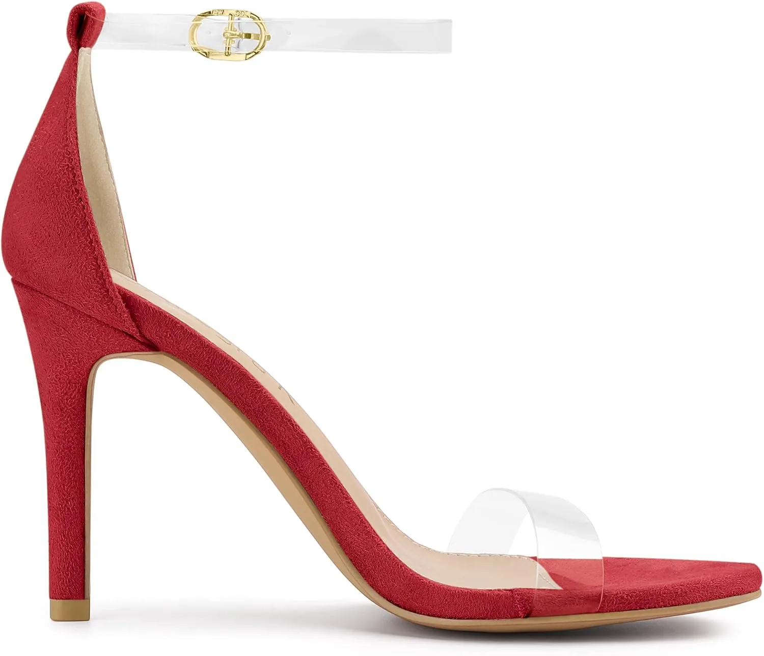 Allegra K Women's Open Toe Clear Ankle Strap Stiletto Heel Sandals