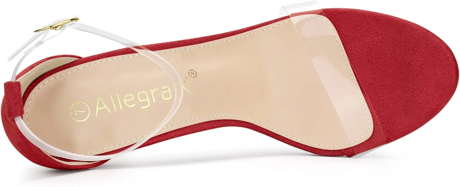 Allegra K Women's Open Toe Clear Ankle Strap Stiletto Heel Sandals