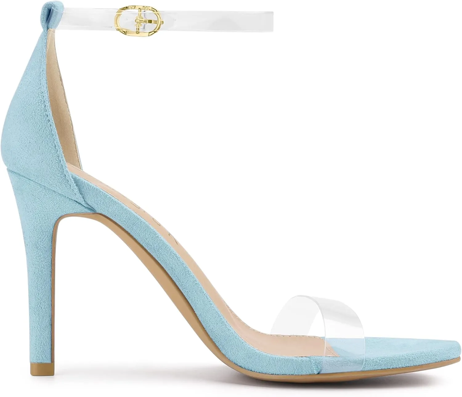 Allegra K Women's Open Toe Clear Ankle Strap Stiletto Heel Sandals