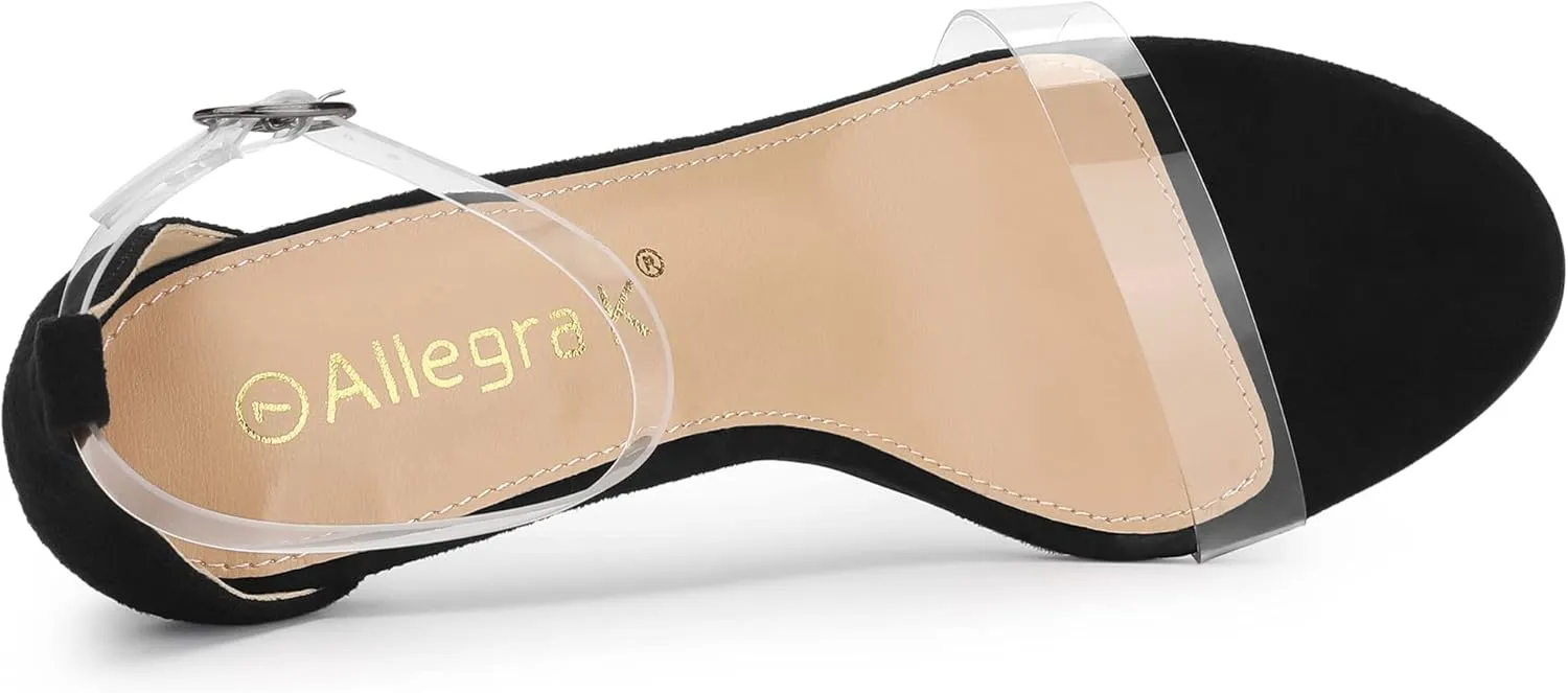 Allegra K Women's Open Toe Clear Ankle Strap Stiletto Heel Sandals