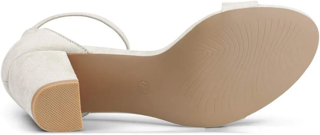 Allegra K Women's Open Toe High Chunky Heel Buckle Ankle Strap Sandals