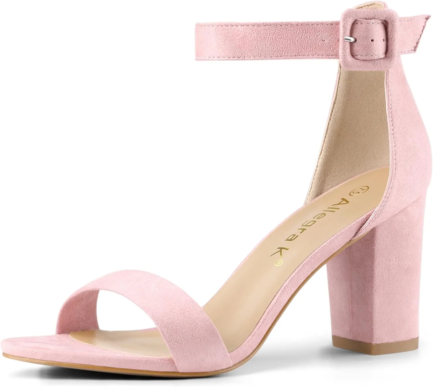 Allegra K Women's Open Toe High Chunky Heel Buckle Ankle Strap Sandals