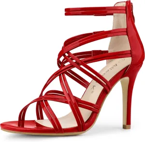 Allegra K Women's Open Toe Strappy Stiletto Heel Lace Up Sandals