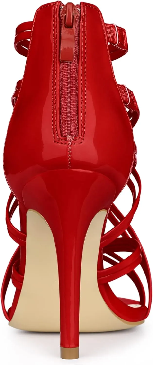 Allegra K Women's Open Toe Strappy Stiletto Heel Lace Up Sandals