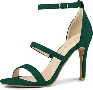 Allegra K Women's Open Toe Triple Straps Stiletto High Heel Sandals