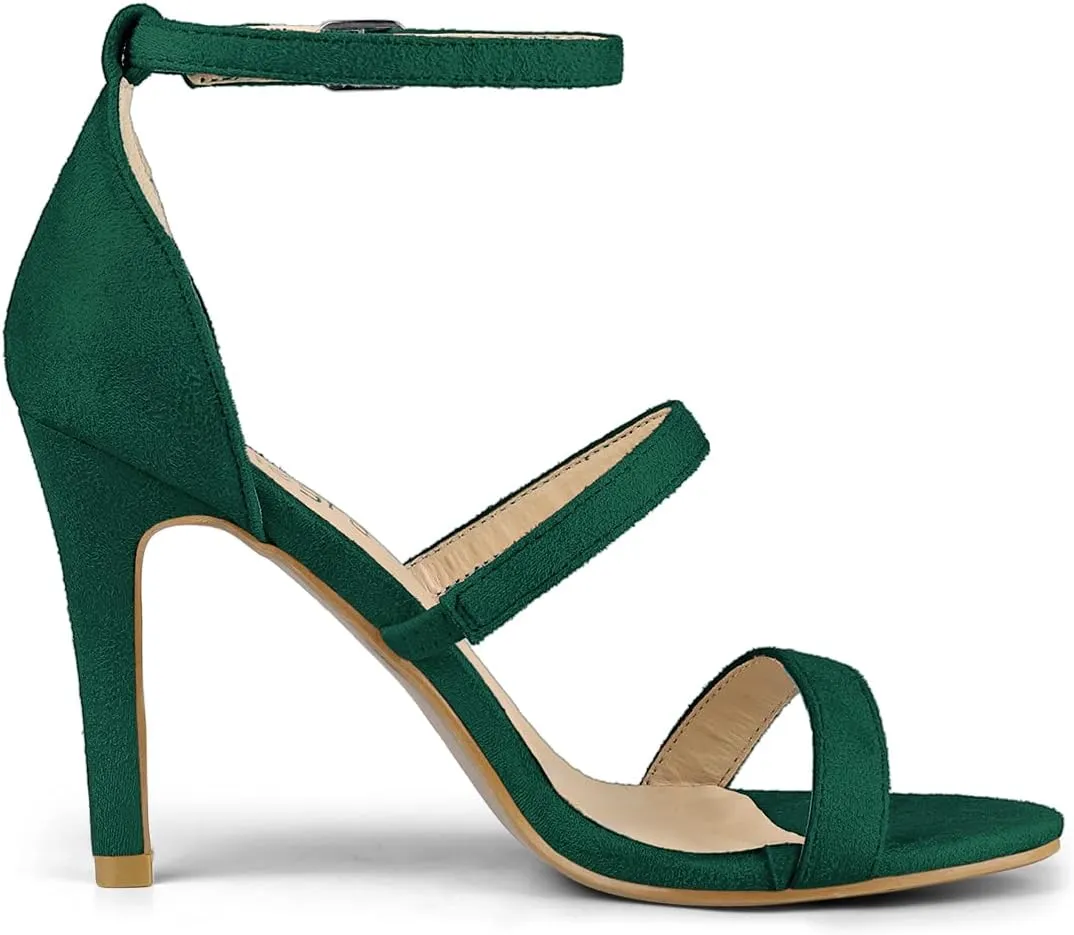 Allegra K Women's Open Toe Triple Straps Stiletto High Heel Sandals