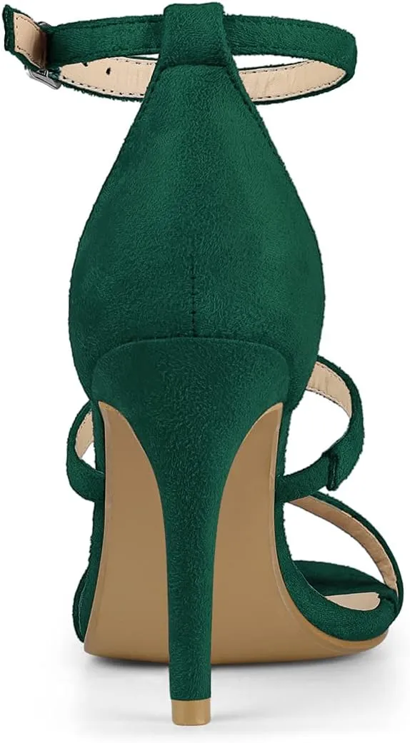 Allegra K Women's Open Toe Triple Straps Stiletto High Heel Sandals