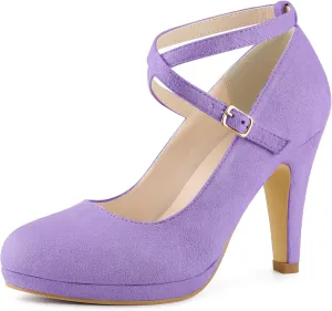 Allegra K Women's Platform Cross Strap Stiletto Heels Mary Jane Pumps
