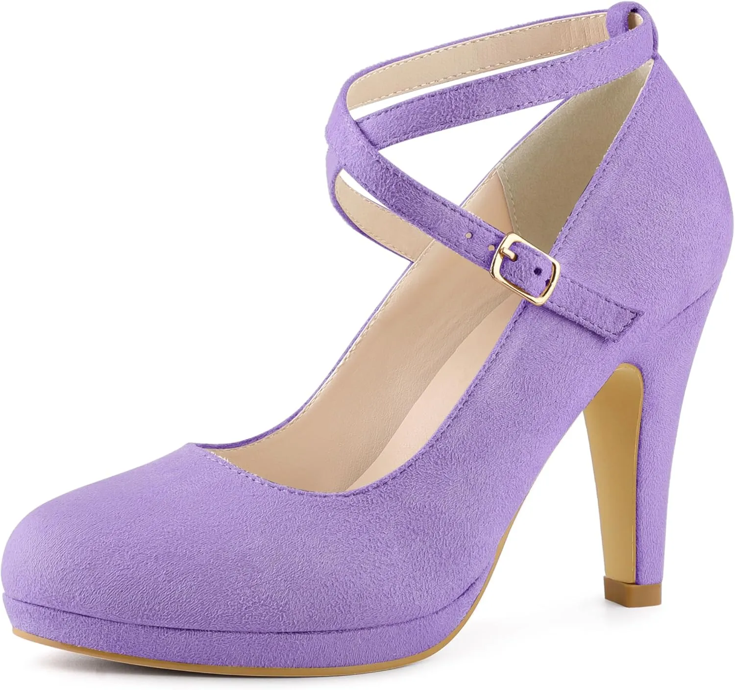 Allegra K Women's Platform Cross Strap Stiletto Heels Mary Jane Pumps
