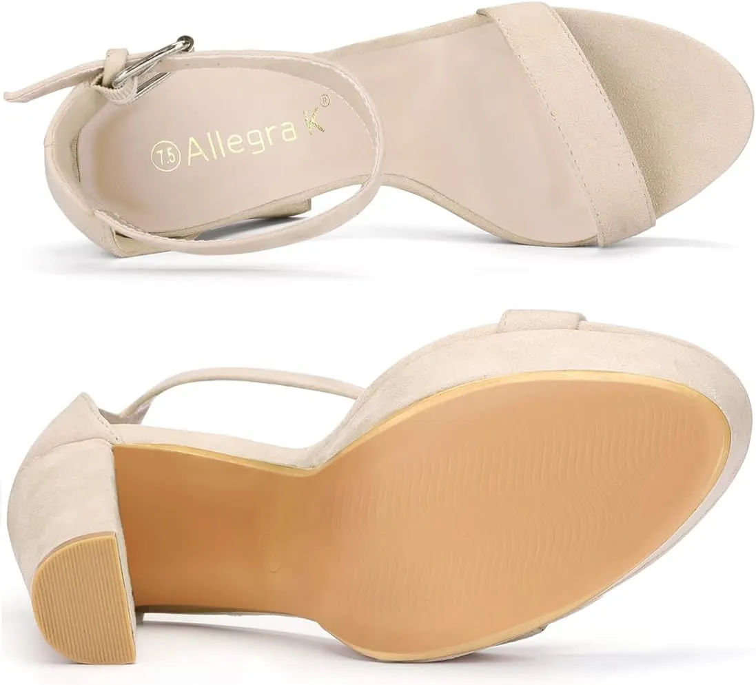 Allegra K Women's Platform High Heel Ankle Strap Chunky Heels Sandals