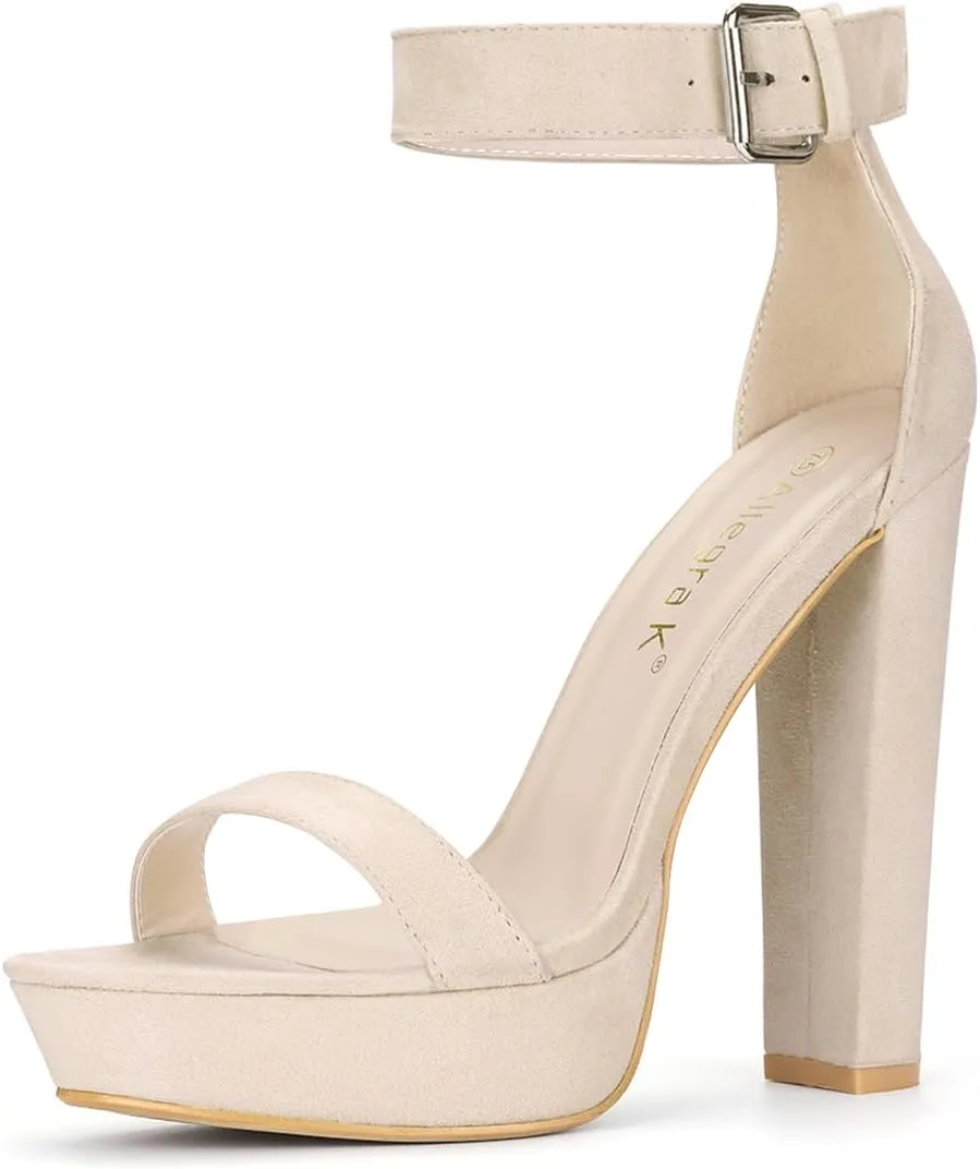 Allegra K Women's Platform High Heel Ankle Strap Chunky Heels Sandals
