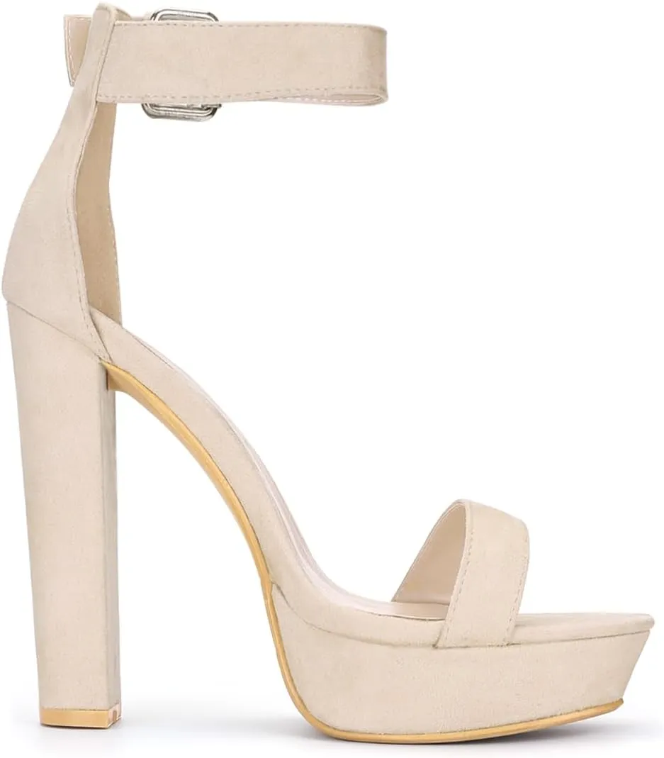Allegra K Women's Platform High Heel Ankle Strap Chunky Heels Sandals
