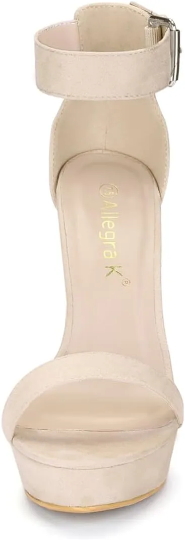 Allegra K Women's Platform High Heel Ankle Strap Chunky Heels Sandals