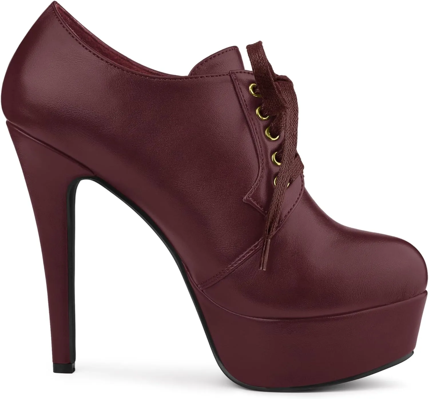Allegra K Women's Platform Lace Up Round Toe Stiletto High Heel Ankle Booties