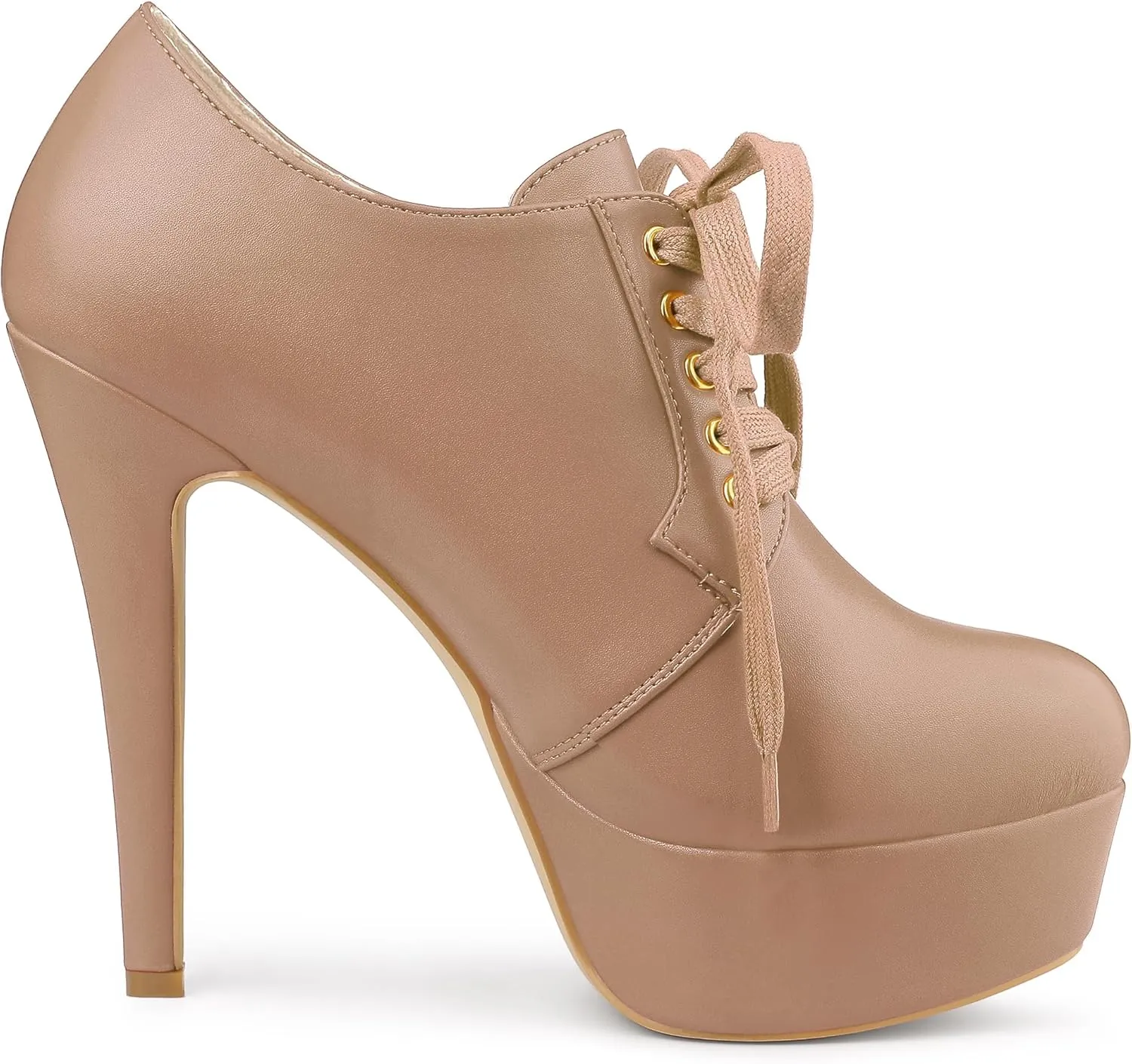 Allegra K Women's Platform Lace Up Round Toe Stiletto High Heel Ankle Booties